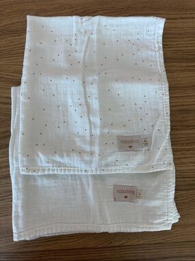Liewood - Muslin Baby Blanket with Gold Dot Print x2